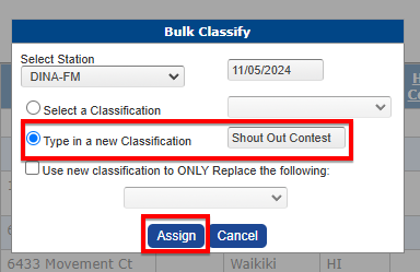 shout out assign classification