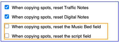 Music Bed and Script Field