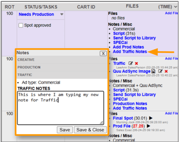 add traffic notes link done